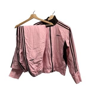 Vintage Adidas Pink Brown Track Suit Windbreaker set size Large